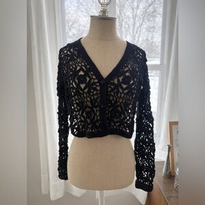 Black Crochet Cardigan
